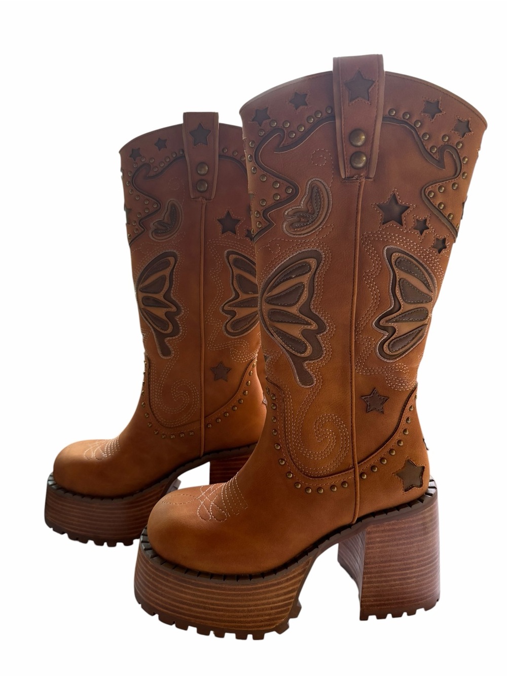 Dolls Kill  butterfly rodeo western boots Platform